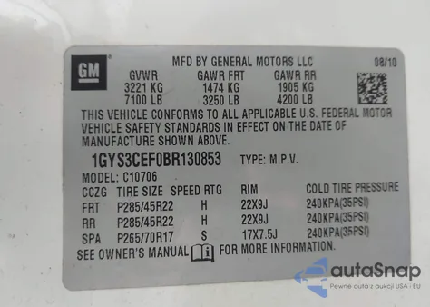 2011 Cadillac Escalade Premium from USA, damaged, VIN 1GYS3CEF0BR130853